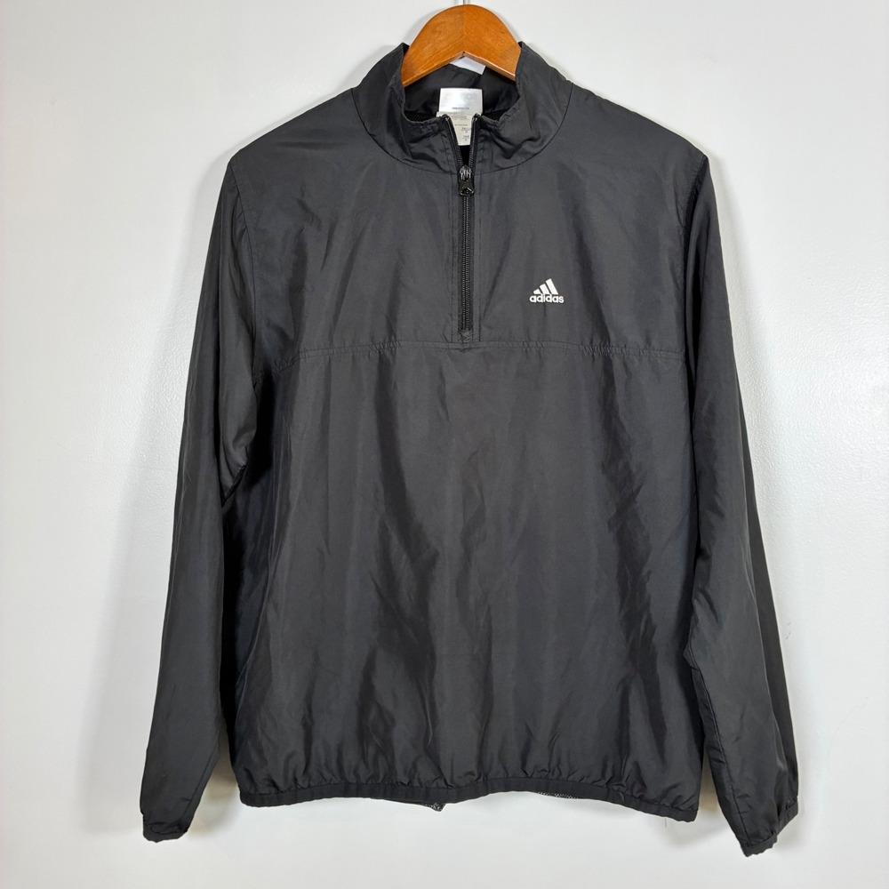 Y2K Adidas Windbreaker L Quarter Zip Back Stripes Lightweight Athleisure Track
